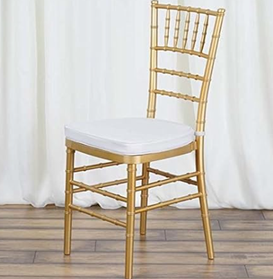 Gold Metal Chiavari Chairs w/ White Cushion