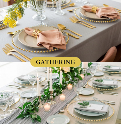 Clear w/ Gold Beads Plate Chargers